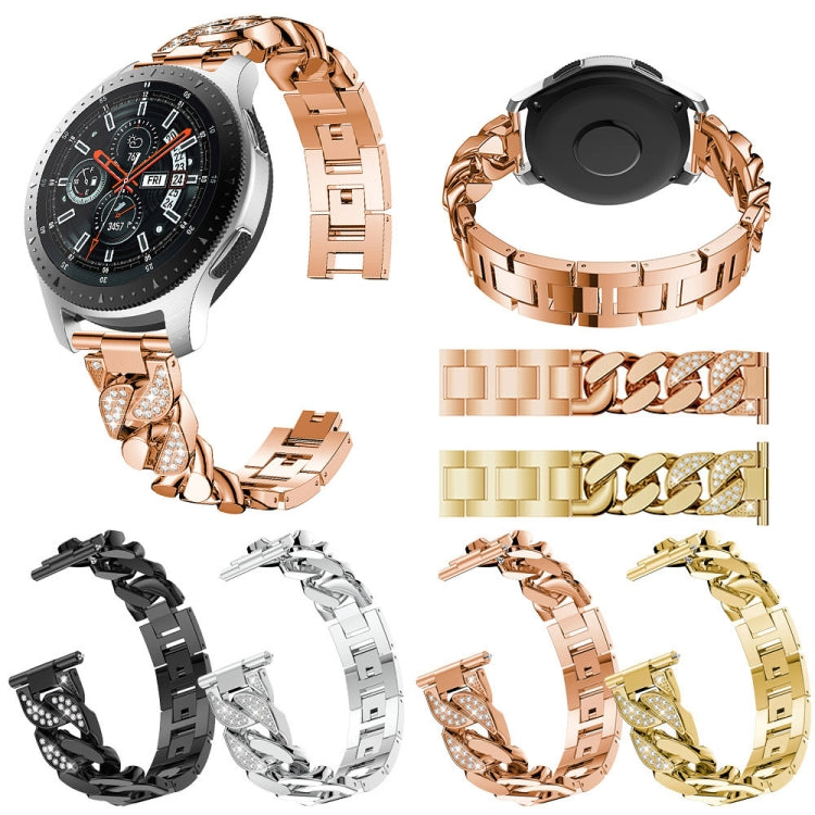 For Garmin Vivoactive 4 / Venu 2 22mm Row Diamonds Denim Chain Watch Band(Rose Gold) by buy2fix