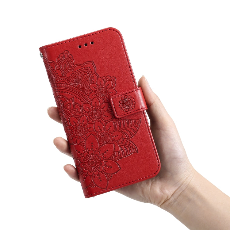 For OPPO Realme GT Master / Realme Q3 Pro 7-petal Flowers Embossing Pattern Horizontal Flip PU Leather Case with Holder & Card Slots & Wallet & Photo Frame(Red) by buy2fix