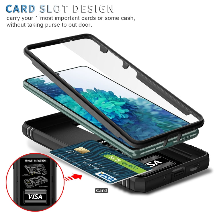For Samsung Galaxy S20 FE Sliding Camera Cover Design TPU + PC Protective Case with 360 Degree Rotating Holder & Card Slot(Black+Black) by buy2fix