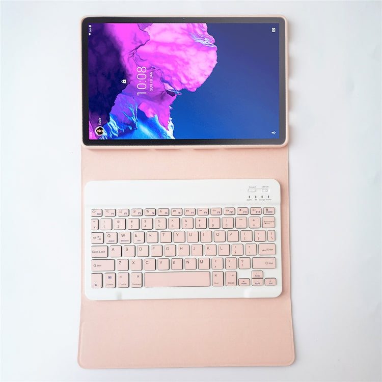 For Lenovo Pad Tab P11 11 inch TB-J606F LX110 Solid Color Detachable Square Keycap Bluetooth Keyboard Leather Tablet Case with Stand(Pink) - Lenovo Keyboard by buy2fix | Online Shopping UK | buy2fix