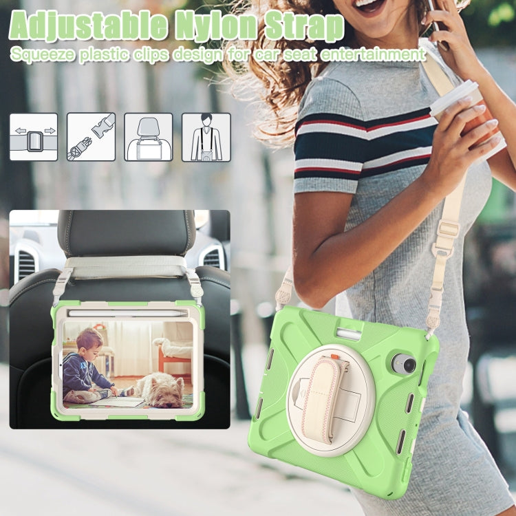 For iPad mini 6 / mini 2024 Silicone Hybrid PC Tablet Case with Grip Holder & Shoulder Strap(Matcha Green) - iPad mini 2024 Cases by buy2fix | Online Shopping UK | buy2fix