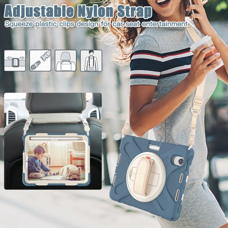 For iPad mini 6 / mini 2024 Silicone Hybrid PC Tablet Case with Grip Holder & Shoulder Strap(Cornflower Blue) - iPad mini 2024 Cases by buy2fix | Online Shopping UK | buy2fix