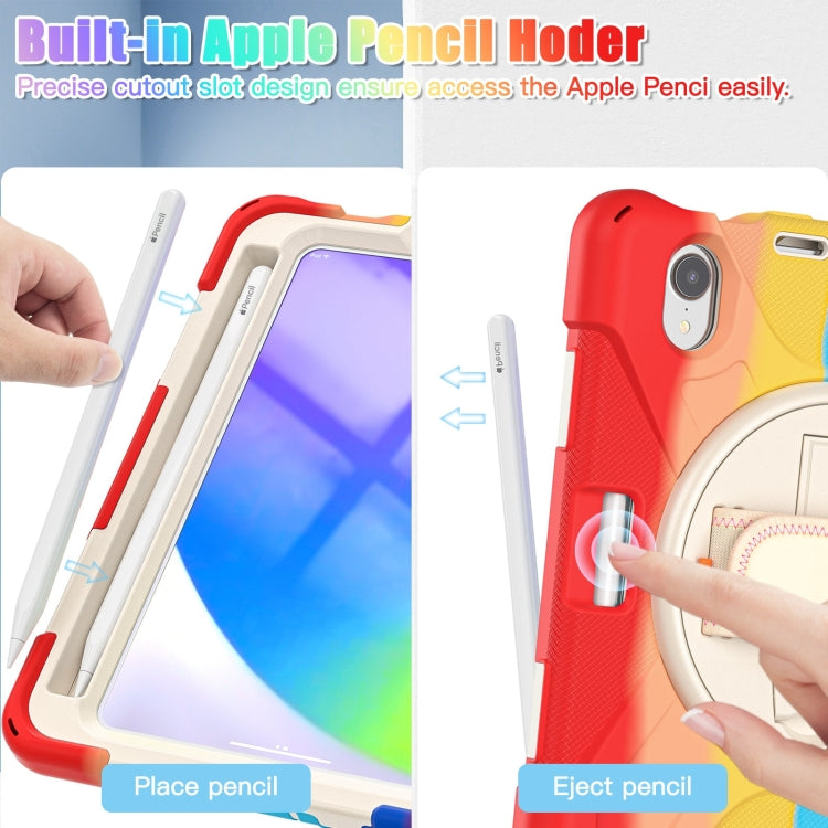For iPad mini 6 / mini 2024 Silicone Hybrid PC Tablet Case with Grip Holder & Shoulder Strap(Colorful Red) - iPad mini 2024 Cases by buy2fix | Online Shopping UK | buy2fix