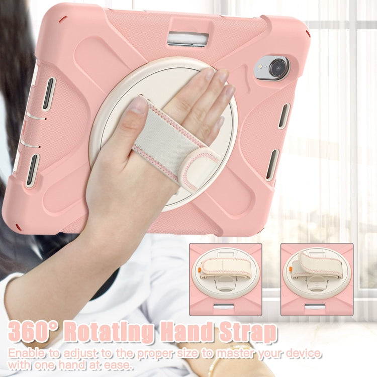 For iPad mini 6 / mini 2024 Silicone Hybrid PC Tablet Case with Grip Holder & Shoulder Strap (Rose Gold) - iPad mini 2024 Cases by buy2fix | Online Shopping UK | buy2fix