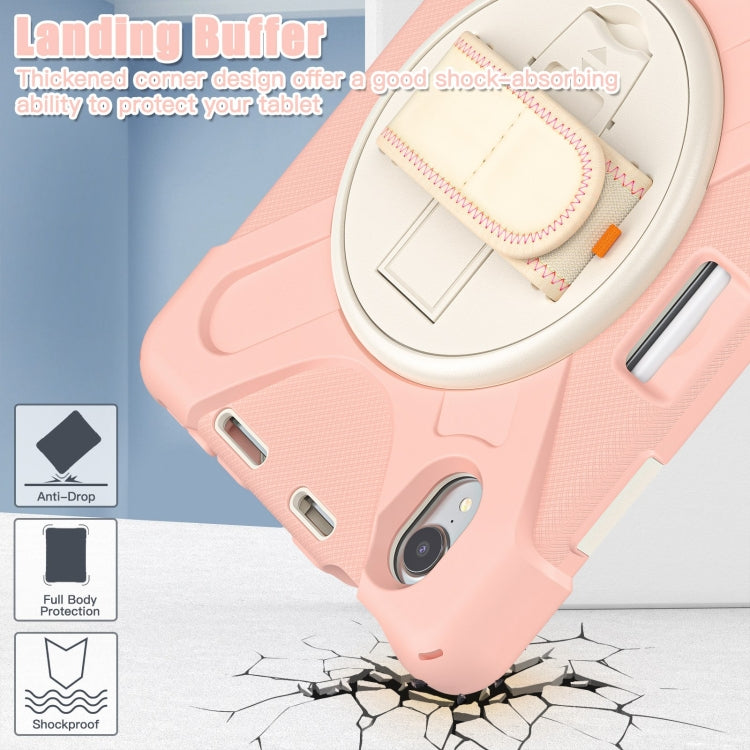For iPad mini 6 / mini 2024 Silicone Hybrid PC Tablet Case with Grip Holder & Shoulder Strap (Rose Gold) - iPad mini 2024 Cases by buy2fix | Online Shopping UK | buy2fix