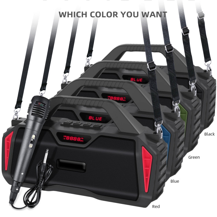 New Rixing NR-6011M Bluetooth 5.0 Portable Outdoor Karaoke Wireless Bluetooth Speaker with Microphone & Shoulder Strap(Black) - Desktop Speaker by NewRixing | Online Shopping UK | buy2fix