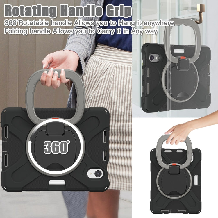 For iPad mini 6 / mini 2024 Heavy Duty Silicone Hybrid  PC Tablet Case with Holder & Shoulder Strap(Black+Grey) - iPad mini 2024 Cases by buy2fix | Online Shopping UK | buy2fix