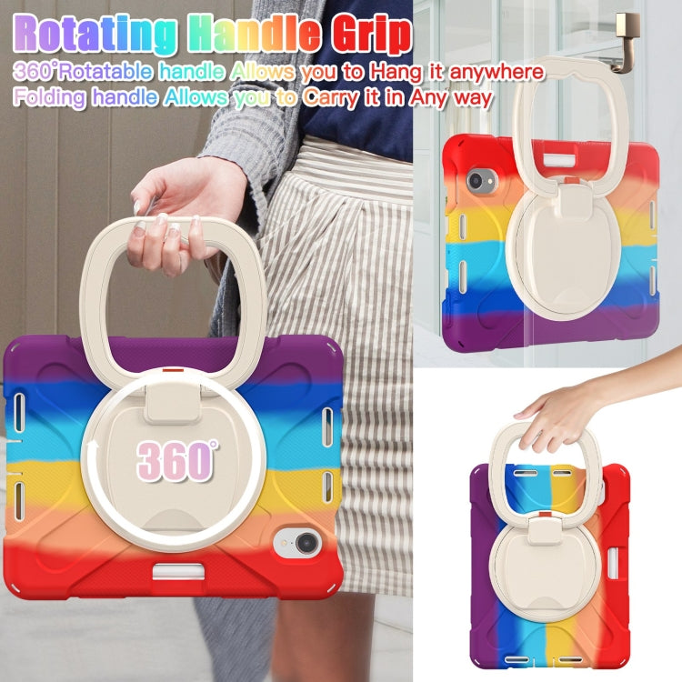 For iPad mini 6 / mini 2024 Heavy Duty Silicone Hybrid PC Tablet Case with Holder & Shoulder Strap(Colorful Red) - iPad mini 2024 Cases by buy2fix | Online Shopping UK | buy2fix