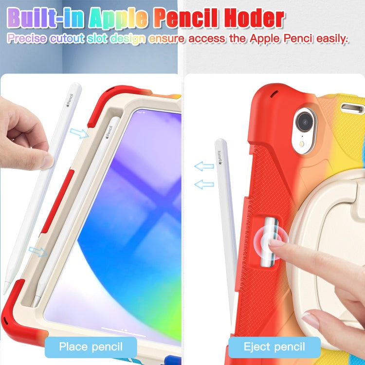 For iPad mini 6 / mini 2024 Heavy Duty Silicone Hybrid PC Tablet Case with Holder & Shoulder Strap(Colorful Red) - iPad mini 2024 Cases by buy2fix | Online Shopping UK | buy2fix