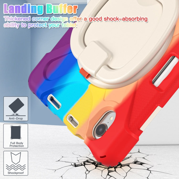 For iPad mini 6 / mini 2024 Heavy Duty Silicone Hybrid PC Tablet Case with Holder & Shoulder Strap(Colorful Red) - iPad mini 2024 Cases by buy2fix | Online Shopping UK | buy2fix