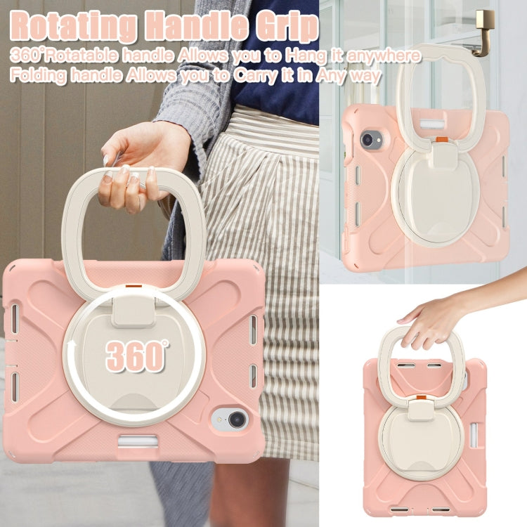 For iPad mini 6 / mini 2024 Heavy Duty Silicone Hybrid PC Tablet Case with Holder & Shoulder Strap(Rose Gold) - iPad mini 2024 Cases by buy2fix | Online Shopping UK | buy2fix