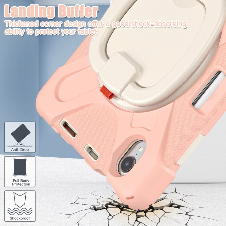 For iPad mini 6 / mini 2024 Heavy Duty Silicone Hybrid PC Tablet Case with Holder & Shoulder Strap(Rose Gold) - iPad mini 2024 Cases by buy2fix | Online Shopping UK | buy2fix