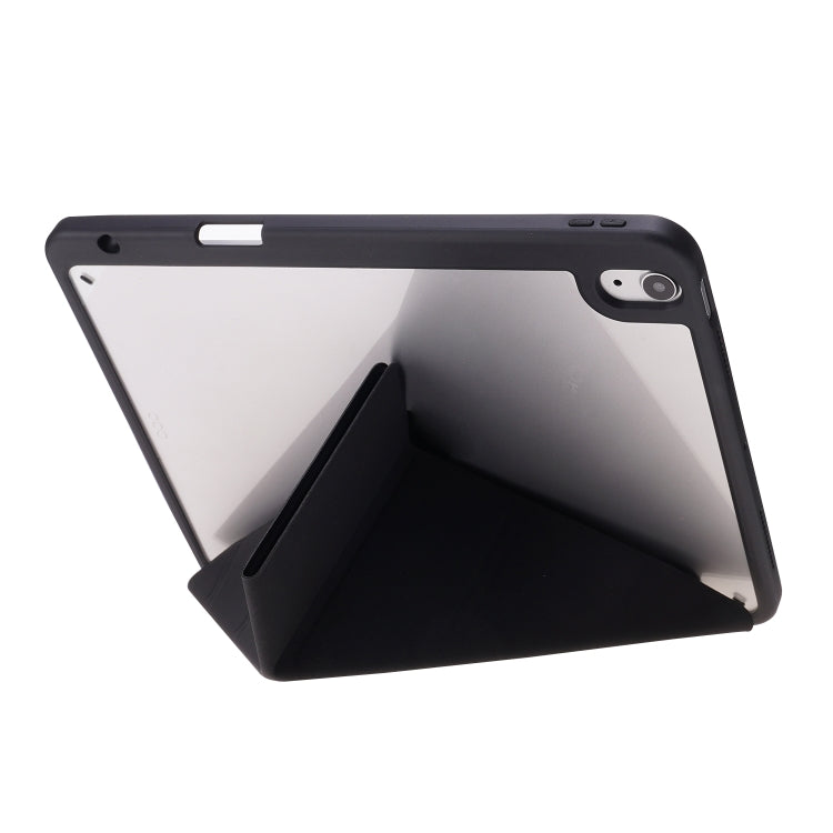 Deformation Transparent Acrylic Horizontal Flip PU Leather Case with Multi-folding Holder & Sleep / Wake-up Function & Pen Slot For iPad Air 2022 / 2020 10.9(Black) - iPad Air (2022) / (2020) 10.9 Cases by buy2fix | Online Shopping UK | buy2fix