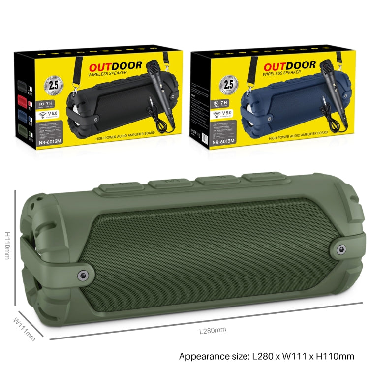 New Rixing NR-6013M Bluetooth 5.0 Portable Outdoor Karaoke Wireless Bluetooth Speaker with Microphone & Shoulder Strap(Blue) - Desktop Speaker by NewRixing | Online Shopping UK | buy2fix