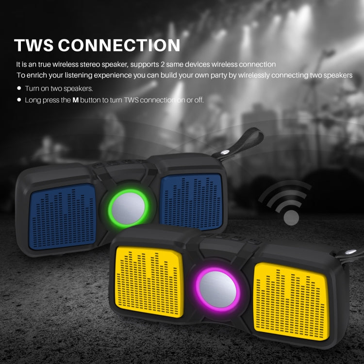 New Rixing NR-9011 Bluetooth 5.0 Portable Outdoor Wireless Bluetooth Speaker(Yellow) - Desktop Speaker by NewRixing | Online Shopping UK | buy2fix