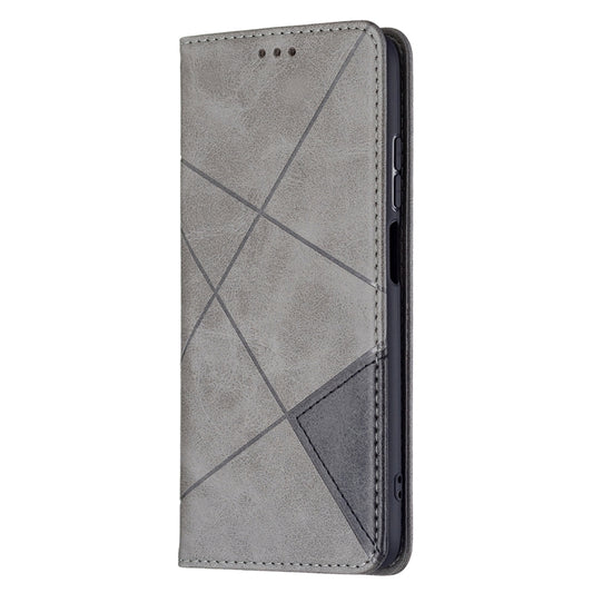 For Xiaomi Redmi 10 Rhombus Texture Horizontal Flip Magnetic Leather Case with Holder & Card Slots(Grey) by buy2fix