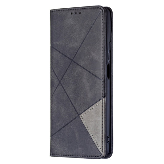 For Xiaomi Mi 11T Rhombus Texture Horizontal Flip Magnetic Leather Case with Holder & Card Slots(Black) by buy2fix