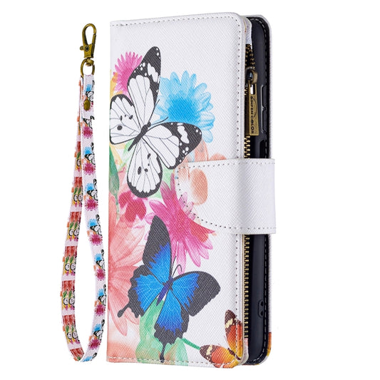 For Xiaomi Redmi 10 Colored Drawing Pattern Zipper Horizontal Flip Leather Case with Holder & Card Slots & Wallet(Two Butterflies) by buy2fix