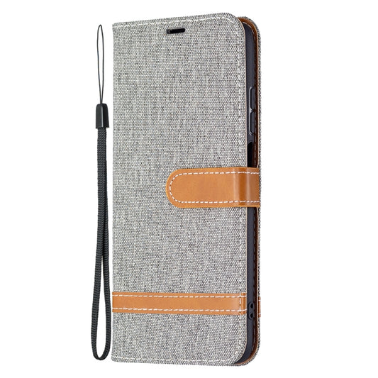 For Xiaomi Redmi 10 Color Matching Denim Texture Leather Case with Holder & Card Slots & Wallet & Lanyard(Grey) by buy2fix
