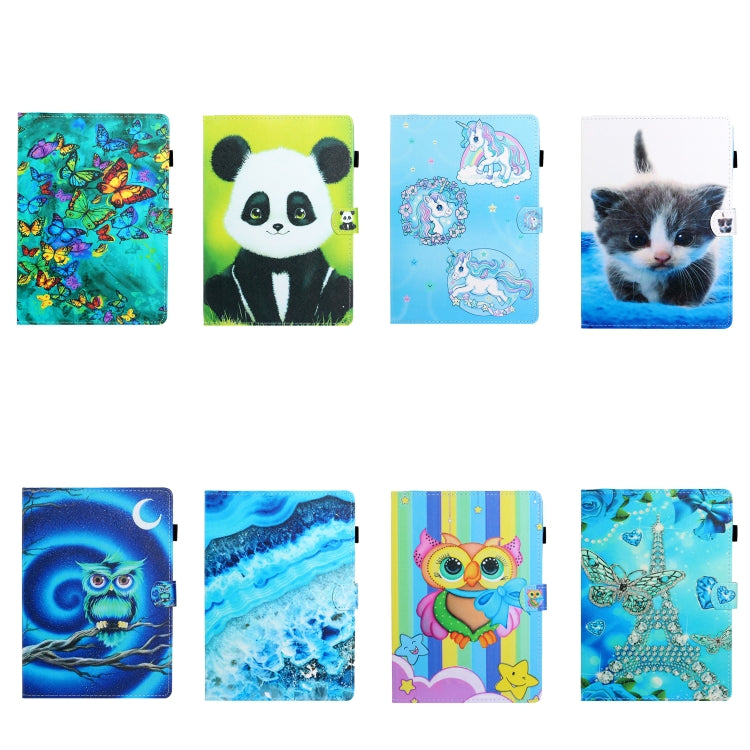 10 inch Universal Colored Drawing Horizontal Flip PU Leather Case with Holder & Card Slot(Moon Owl) - 10 - 11 inch by buy2fix | Online Shopping UK | buy2fix