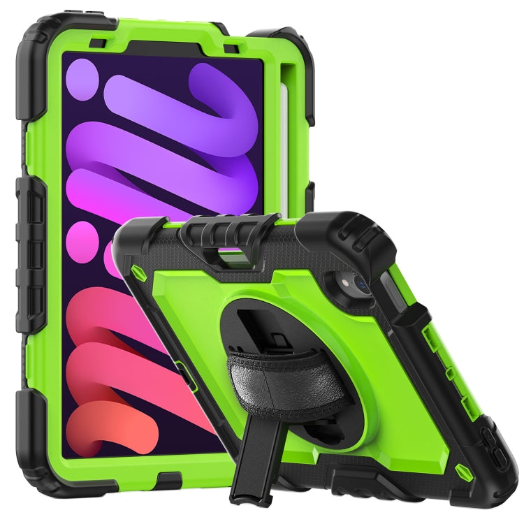 For iPad mini 2024 / mini 6 Shockproof Silicone + PC Protective Tablet Case with Holder & Shoulder Strap & Pen Slot(Yellow Green + Black) - iPad mini 6 Cases by buy2fix | Online Shopping UK | buy2fix