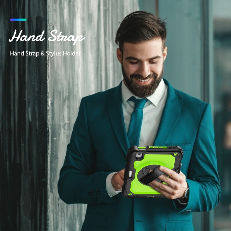 For iPad mini 2024 / mini 6 Shockproof Silicone + PC Protective Tablet Case with Holder & Shoulder Strap & Pen Slot(Yellow Green + Black) - iPad mini 6 Cases by buy2fix | Online Shopping UK | buy2fix
