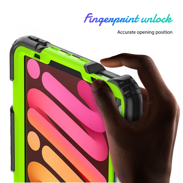For iPad mini 2024 / mini 6 Shockproof Silicone + PC Protective Tablet Case with Holder & Shoulder Strap & Pen Slot(Yellow Green + Black) - iPad mini 6 Cases by buy2fix | Online Shopping UK | buy2fix