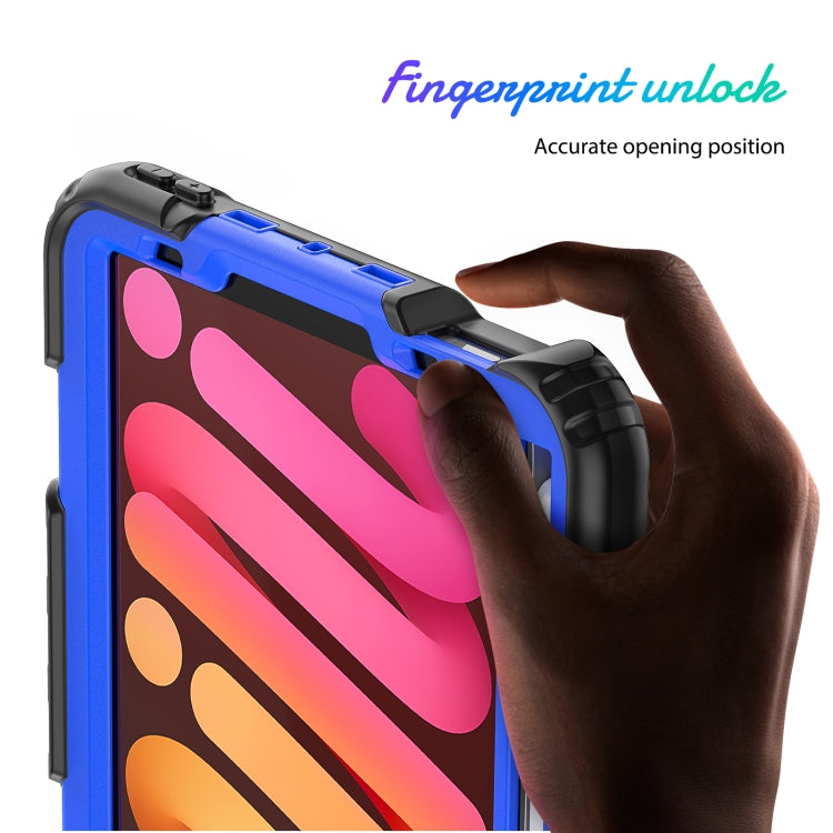 For iPad mini 2024 / mini 6 Shockproof Silicone + PC Protective Tablet Case with Holder & Shoulder Strap & Pen Slot(Blue + Black) - iPad mini 6 Cases by buy2fix | Online Shopping UK | buy2fix
