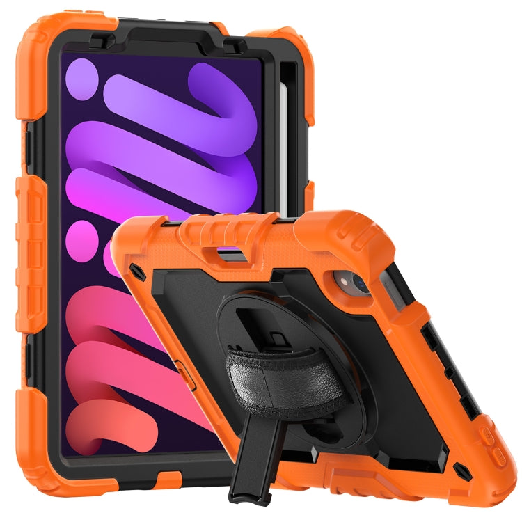 For iPad mini 2024 / mini 6 Shockproof Silicone + PC Protective Tablet Case with Holder & Shoulder Strap & Pen Slot(Black + Orange) - iPad mini 6 Cases by buy2fix | Online Shopping UK | buy2fix