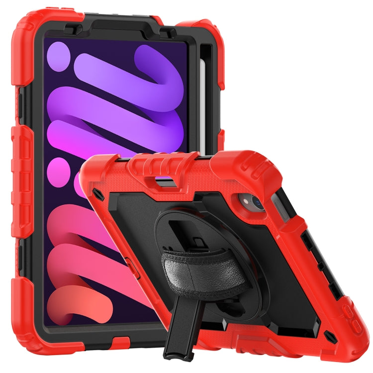 For iPad mini 2024 / mini 6 Shockproof Silicone + PC Protective Tablet Case with Holder & Shoulder Strap & Pen Slot(Black + Red) - iPad mini 6 Cases by buy2fix | Online Shopping UK | buy2fix