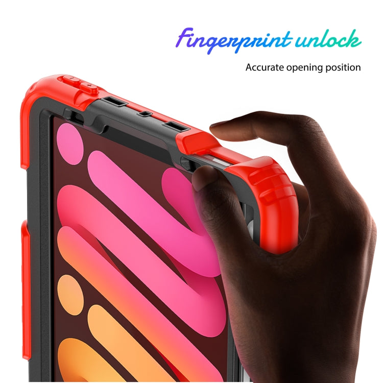 For iPad mini 2024 / mini 6 Shockproof Silicone + PC Protective Tablet Case with Holder & Shoulder Strap & Pen Slot(Black + Red) - iPad mini 6 Cases by buy2fix | Online Shopping UK | buy2fix