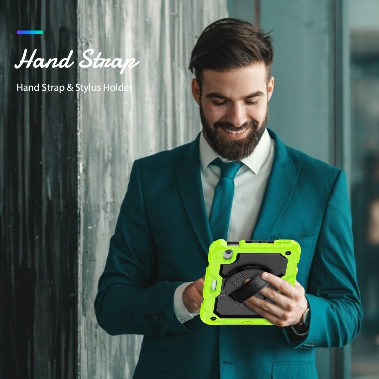 For iPad mini 2024 / mini 6 Shockproof Silicone + PC Protective Tablet Case with Holder & Shoulder Strap & Pen Slot(Black + Yellow Green) - iPad mini 6 Cases by buy2fix | Online Shopping UK | buy2fix