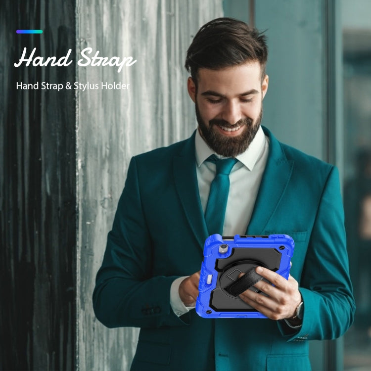 For iPad mini 2024 / mini 6 Shockproof Silicone + PC Protective Tablet Case with Holder & Shoulder Strap & Pen Slot(Black + Blue) - iPad mini 6 Cases by buy2fix | Online Shopping UK | buy2fix
