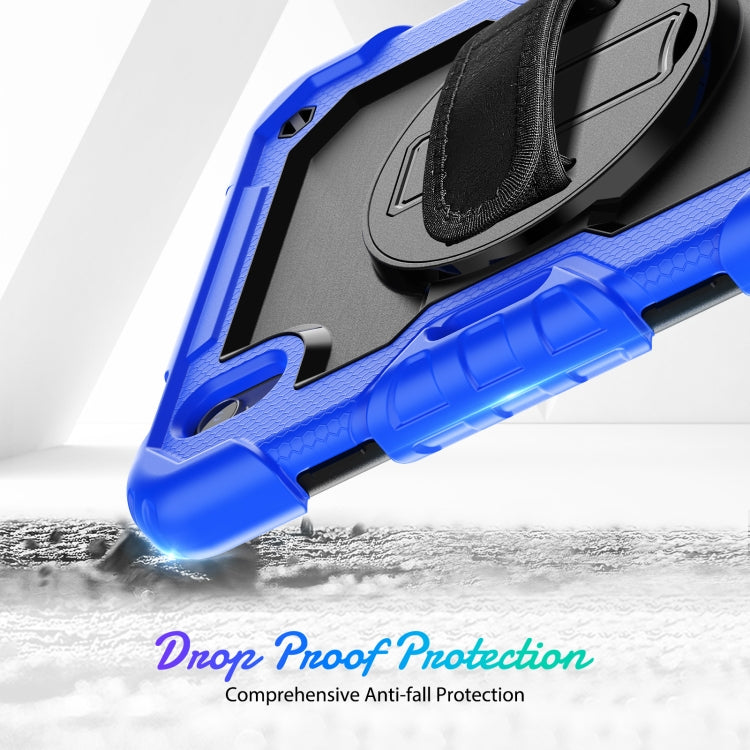 For iPad mini 2024 / mini 6 Shockproof Silicone + PC Protective Tablet Case with Holder & Shoulder Strap & Pen Slot(Black + Blue) - iPad mini 6 Cases by buy2fix | Online Shopping UK | buy2fix