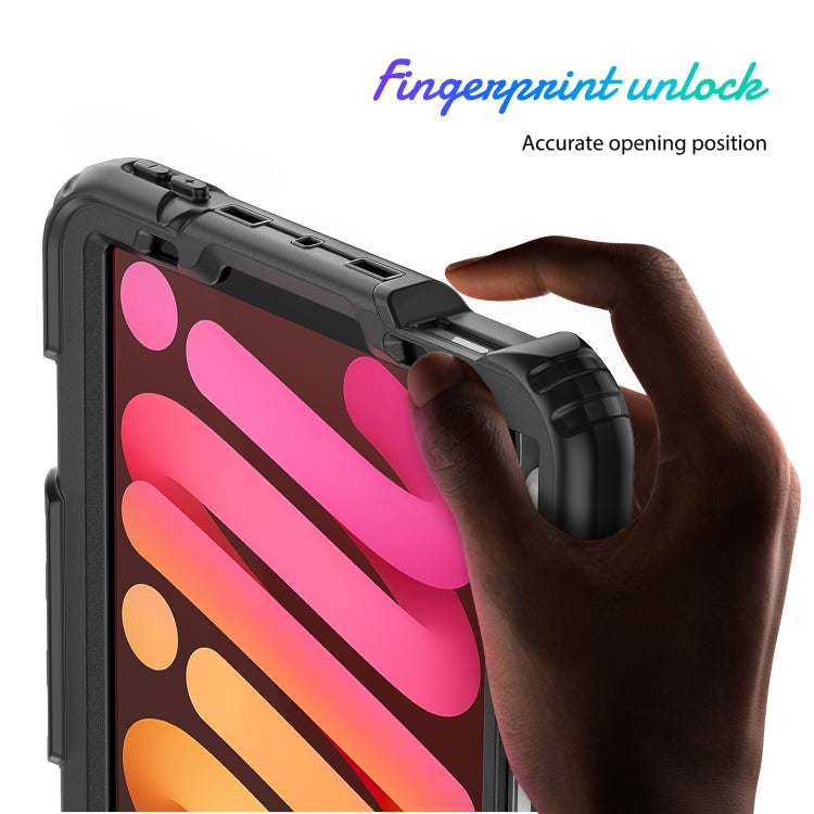 For iPad mini 2024 / mini 6 Shockproof Silicone + PC Protective Tablet Case with Holder & Shoulder Strap & Pen Slot(Black) - iPad mini 6 Cases by buy2fix | Online Shopping UK | buy2fix