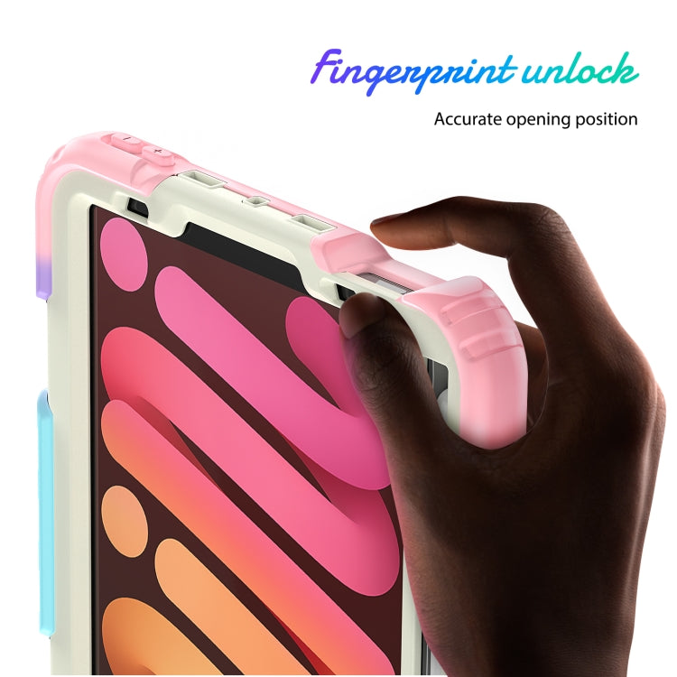 For iPad mini 2024 / mini 6 Shockproof Silicone + PC Protective Tablet Case with Holder & Shoulder Strap & Pen Slot(Beige + Camouflage Pink) - iPad mini 6 Cases by buy2fix | Online Shopping UK | buy2fix
