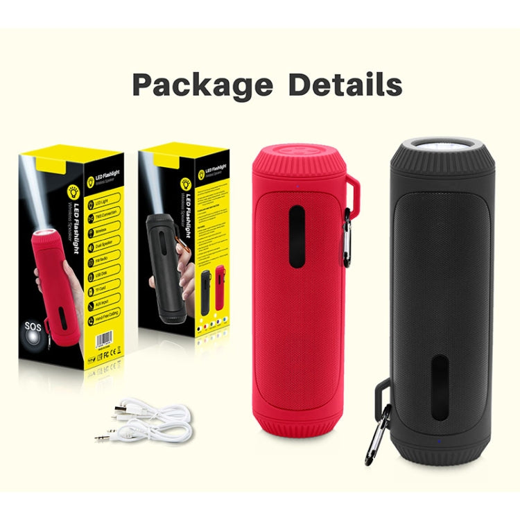 NewRixing NR-4016A TWS Outdoor Splashproof Bluetooth Speaker with Carabiner Handle & SOS Flashlight(Green) - Desktop Speaker by NewRixing | Online Shopping UK | buy2fix