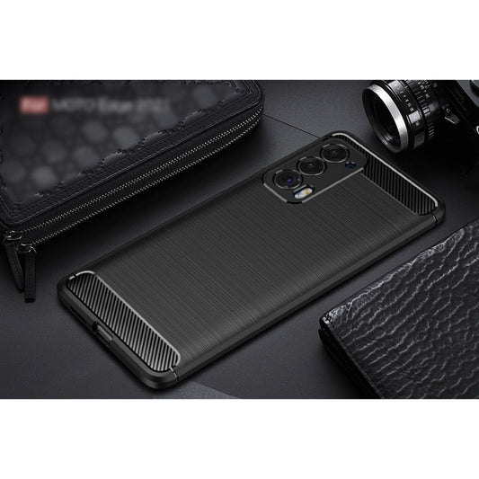 For Motorola Moto Edge 2021 Brushed Texture Carbon Fiber TPU Case(Black) by buy2fix