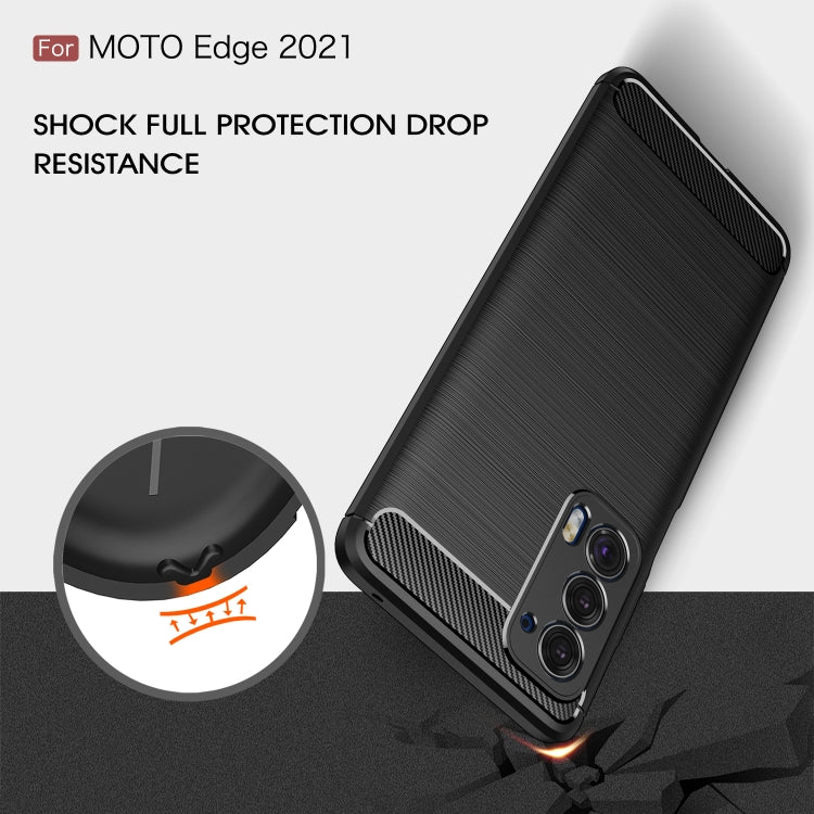 For Motorola Moto Edge 2021 Brushed Texture Carbon Fiber TPU Case(Black) by buy2fix