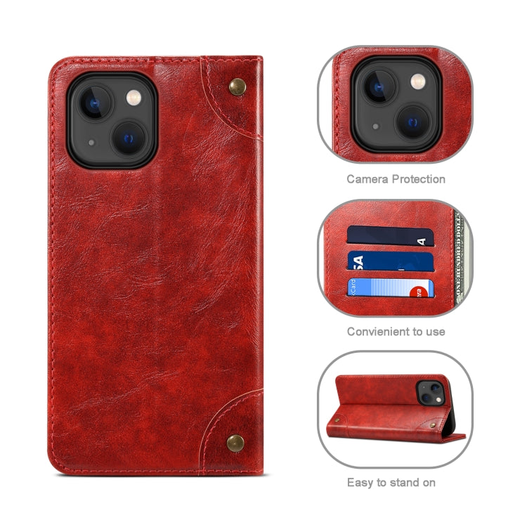 For iPhone 13 mini Baroque Simple Horizontal Flip Leather Case with Holder & Card Slots & Wallet (Red) - iPhone 13 mini Cases by buy2fix | Online Shopping UK | buy2fix