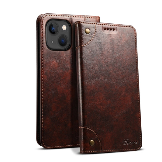 For iPhone 13 Baroque Simple Horizontal Flip Leather Case with Holder & Card Slots & Wallet(Dark Brown) - iPhone 13 Cases by buy2fix | Online Shopping UK | buy2fix