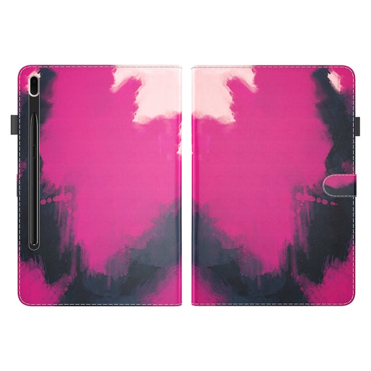 For Samsung Galaxy Tab S7 FE 12.4 inch 2021 T730 / T736 Voltage Watercolor Pattern Skin Feel Magnetic Horizontal Flip PU Leather Case with Holder & Card Slots & Photo Frame(Berry) by buy2fix