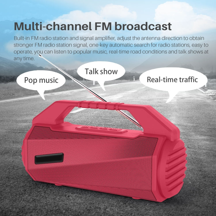 NewRixing NR-4025FM with Screen Outdoor Splash-proof Water Portable Bluetooth Speaker, Support Hands-free Call / TF Card / FM / U Disk(Red) - Desktop Speaker by NewRixing | Online Shopping UK | buy2fix