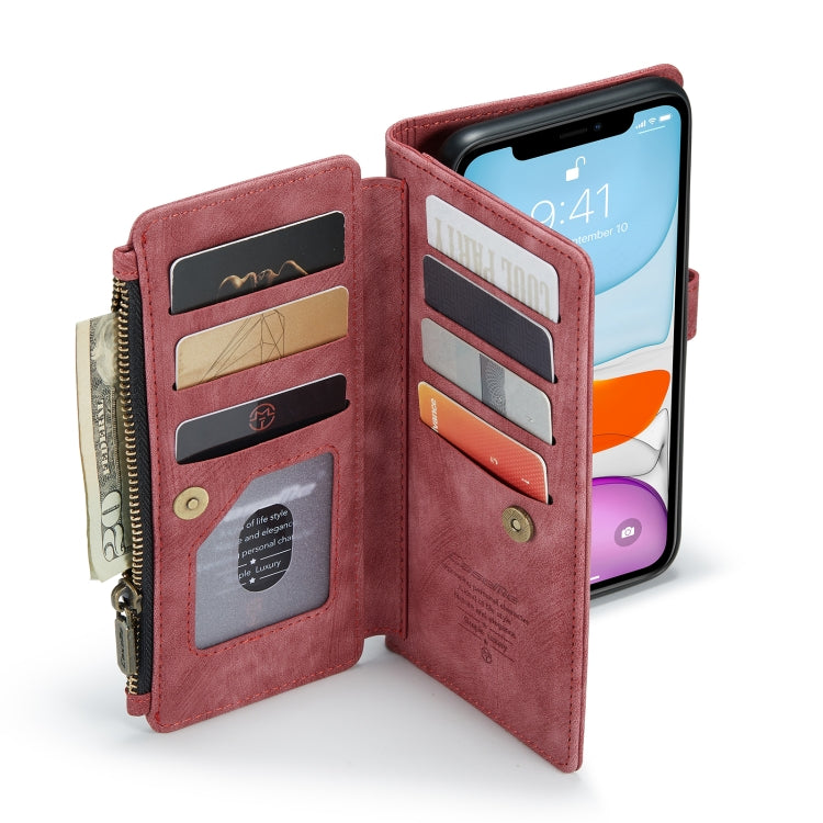 For iPhone 11 CaseMe-C30 PU + TPU Multifunctional Horizontal Flip Leather Case with Holder & Card Slot & Wallet & Zipper Pocket (Red) by CaseMe