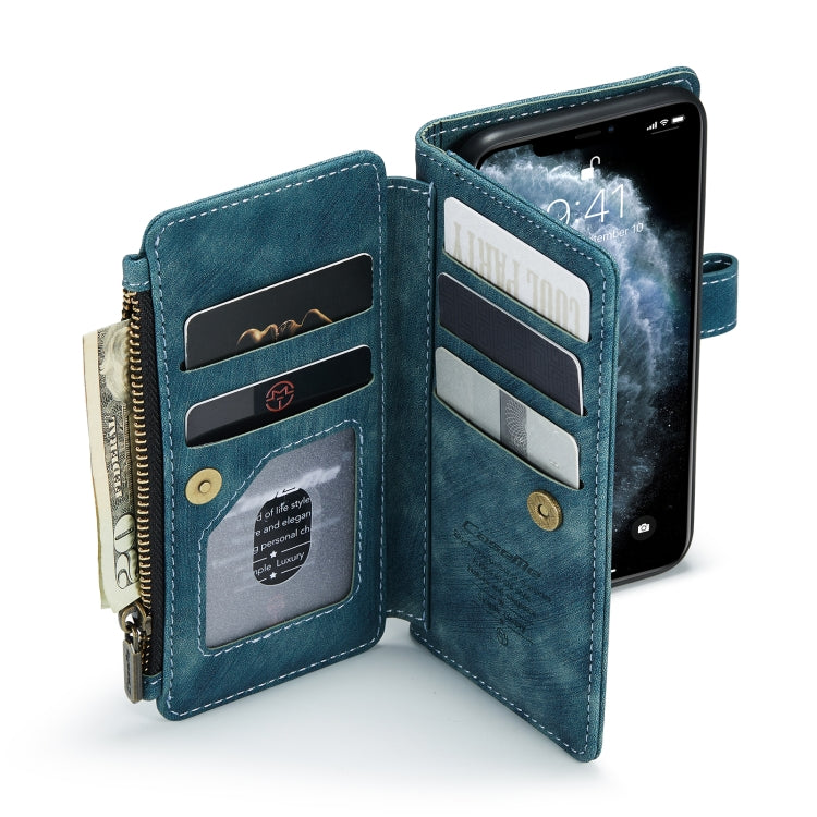 For iPhone 11 Pro CaseMe-C30 PU + TPU Multifunctional Horizontal Flip Leather Case with Holder & Card Slot & Wallet & Zipper Pocket (Blue) by CaseMe