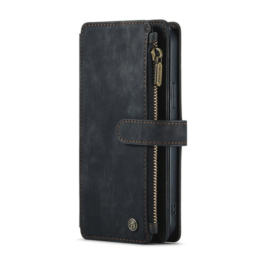 For iPhone 12 Pro Max CaseMe-C30 PU + TPU Multifunctional Horizontal Flip Leather Case with Holder & Card Slot & Wallet & Zipper Pocket(Black) by CaseMe