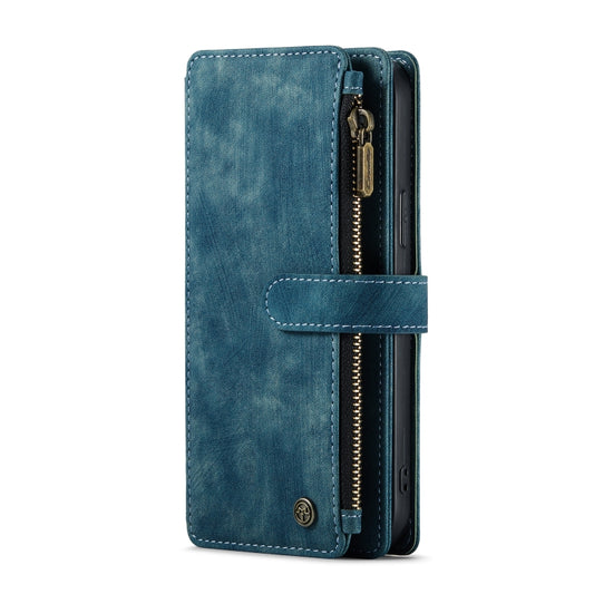 For iPhone 12 Pro Max CaseMe-C30 PU + TPU Multifunctional Horizontal Flip Leather Case with Holder & Card Slot & Wallet & Zipper Pocket(Blue) by CaseMe