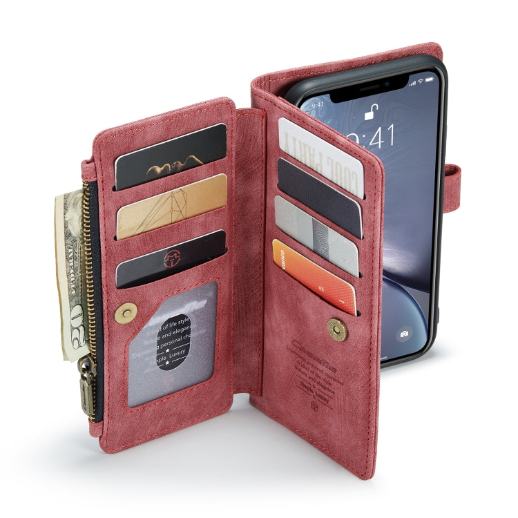 For iPhone XR CaseMe-C30 PU + TPU Multifunctional Horizontal Flip Leather Case with Holder & Card Slot & Wallet & Zipper Pocket(Red) by CaseMe
