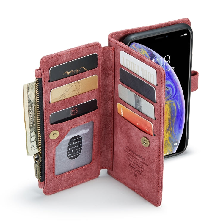 For iPhone XS Max CaseMe-C30 PU + TPU Multifunctional Horizontal Flip Leather Case with Holder & Card Slot & Wallet & Zipper Pocket(Red) by CaseMe