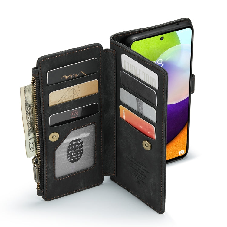 For Samsung Galaxy A52 5G / 4G CaseMe-C30 PU + TPU Multifunctional Horizontal Flip Leather Case with Holder & Card Slot & Wallet & Zipper Pocket(Black) by CaseMe